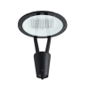 Post top round garden light with optical lens and toughened glass IP66 60W